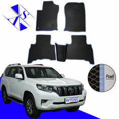 Автомобильные коврики EVA/ЕВА/ЭВА для Toyota Land Cruzer Prado 150 2013-н. в черный василек Avtoso