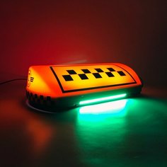 Шашка фонарь знак такси "Метрополь NEON", мощные магниты, оклейка ГОСТ Rebbox