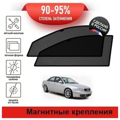 Каркасные шторки LATONIK PREMIUM на Audi A4 (В5) седан (1994-2001) на передние двери на магнитах с затемнением 90-95%