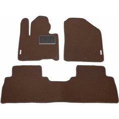 Автомобильные коврики ЭВА (EVA) для KIA SORENTO PRIME (III) / Киа Соренто Прайм 3 / 2014 - 2020 + подпятник + 2 логотипа АвтоЕва.рф