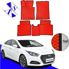 Автомобильные коврики EVA/ЕВА/ЭВА для Hyundai I40 / Хендай Ай40 / Хендай И40 2011-2019 красный черный Avtoso