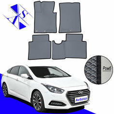 Автомобильные коврики EVA/ЕВА/ЭВА для Hyundai I40 / Хендай Ай40 / Хендай И40 2011-2019 серый черный Avtoso