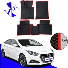 Автомобильные коврики EVA/ЕВА/ЭВА для Hyundai I40 / Хендай Ай40 / Хендай И40 2011-2019 черный красный Avtoso