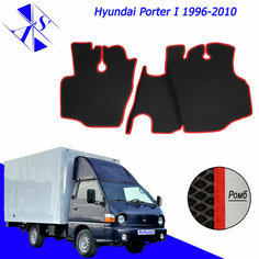 Коврики EVA/ЕВА/ЭВА для Hyundai Porter I Хендай портер 1996 - 2010 черный-красный Avtoso