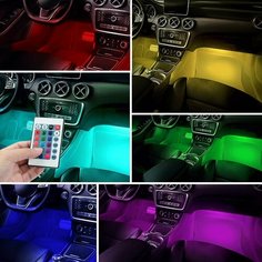 Подсветка для салона автомобиля , 4 планки по 3 светодиода,8 цветов, с пультом АВТОМАЯК