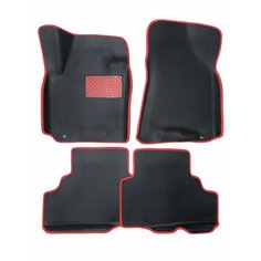 Коврики ЕВА EVA ЭВА с бортами 3д 3D для Volkswagen GOLF Plus 2009-2014 / Фольцваген Гольф Плюс / черный(ромб)-красный / резин подпятник Gallex