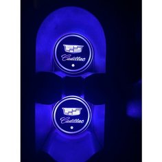 Подсветка подстаканников с логотипом Cadillac светодиодная Кадиллак 2шт Shadowlight