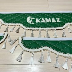 Ламбрекены на КамАЗ экокожа зеленая кисти бежевые Нет бренда