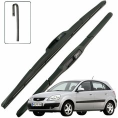 Дворники Kia Rio (2) JB / Киа Рио хэтчбек 5 дв. 2005 / 2006 / 2007 / 2008 / 2009 Щетки стеклоочистителя гибридные ОЕМ для автомобиля LYNXauto к-т 2 шт, 550мм-400мм