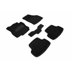 Ворсовые 3D коврики в салон Seintex для Skoda Karoq 7 мест 2017-н. в. (черные)