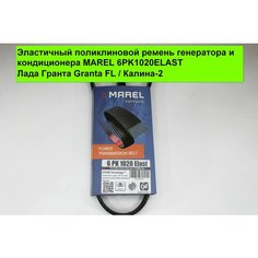 Ремень генератора и кондиционера эластичный 6PK1020ELAST Лада Гранта Granta FL / Калина-2 Нет бренда