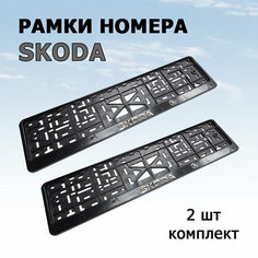 Рамка номера с объемной надписью SKODA (шкода), комплект 2 шт. Новосибирск