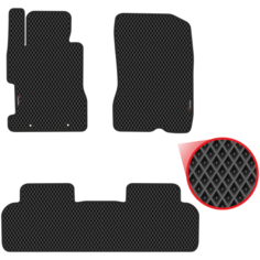 Автомобильные коврики EVA для Honda Civic VIII 4D (2006-2011), чёрные с чёрным кантом, ячейка - ромб Carstar