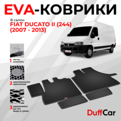 EVA коврики в салон Fiat Ducato II (244) (2007 - 2013) / Фиат Дукато 2 (244) / черная сота с черным кантом / eva коврики от DuffCar