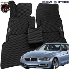 Автомобильные коврики BMW M3 (F30 M-series) EVA PRIME / коврики БМВ м3 f30 черные с черным кантом