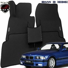 Автомобильные коврики BMW 3 (E36 купэ) без бортов EVA PRIME / коврики БМВ Е36 черные с черным кантом