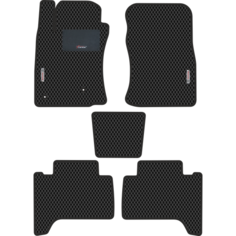 Автомобильные коврики EVA для Toyota Land Cruiser Prado 120 (2002-2009), с каучуковым подпятником и 2 эмблемами, чёрные с чёрным кантом, ячейка ромб Carstar