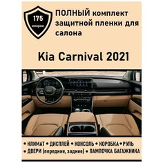 Kia Carnival 2021 полный комплект защитных пленок для салона ГУ+климат+дисплей+консоль+двери Tonexpert.