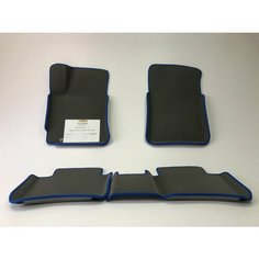 EVA коврики в салон автомобиля Hyundai Solaris 2 с бортами (серый; синий кант). Ева коврики Хендай Солярис 2 в салон с бортами Нет бренда