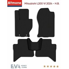 Коврики в салон ЭВА Allmone для Mitsubishi L200 6 2024 - Н. В, черные, 5шт. / Митсубиси Л200 6