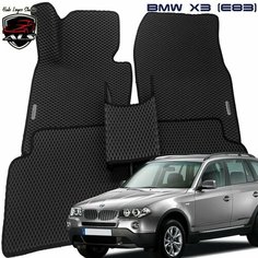 Автомобильные коврики BMW X3 (E83) EVA PRIME / коврики БМВ е83 черные с черным кантом