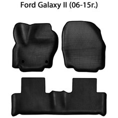 Автомобильные коврики ЭВА с Бортами для Ford Galaxy II (06-15г.). ЕВА соты от SUPERVIP для Форд Гэлэкси 2 (06-15г.). Черный цвет.