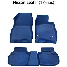 Автомобильные коврики ЭВА с Бортами для Nissan Leaf II (17-н. в) для праворульного авто. ЕВА соты от SUPERVIP для Nissan Leaf II. Темно-синий цвет.