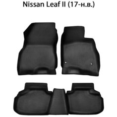 Автомобильные коврики ЭВА с Бортами для Nissan Leaf II (17-н. в) для праворульного авто. ЕВА соты от SUPERVIP для Nissan Leaf II. Черный цвет.