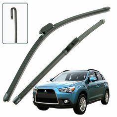 Дворники Mitsubishi ASX GA / Митсубиси АСХ ГА 2010 / 2011 / 2012 Щетки стеклоочистителя бескаркасные автомобильные LYNXauto 600мм-530мм к-т 2шт.