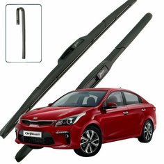 Дворники Kia Rio (4) FB / Киа Рио ФБ седан 2016 / 2017 / 2018 / 2019 / 2020 Щетки стеклоочистителя гибридные ОЕМ для автомобиля LYNXauto к-т 2шт, 600мм-400мм