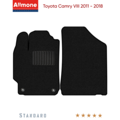 Коврики в салон текстильные Allmone "Стандарт" для Toyota Camry 8 (XV55, XV50) 2011 - 2018, черные, 2шт. / Тойота Камри 8