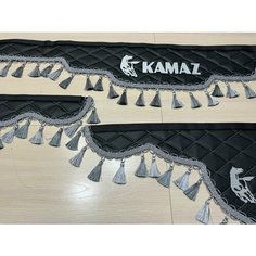 Ламбрекены на КамАЗ экокожа черная кисти серые Нет бренда