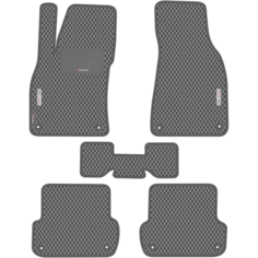 Автомобильные коврики EVA для Audi A4 II B6 (2000-2006), с каучуковым подпятником и 2 эмблемами Audi, серые с серым кантом, ячейка - ромб Carstar