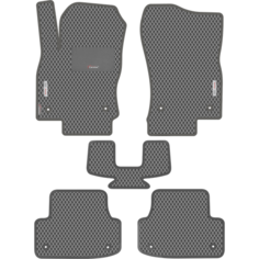 Автомобильные коврики EVA для Audi A3 III (2012-2020), с каучуковым подпятником и 2 эмблемами Audi, серые с серым кантом, ячейка - ромб Carstar