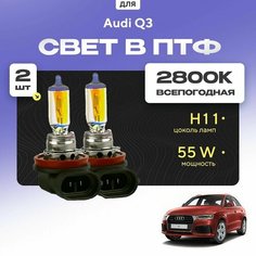 Всесезонные галогеновые лампочки 2800К H11 в ПТФ для Audi Q3. H11 в туманки для Ауди ку3. Галоген в противотуманные фары Va24 Ru
