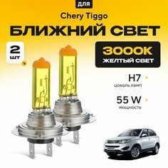 Желтый свет 3000К галогеновые лампочки H7 2шт для Chery Tiggo V 2013 - 2022. Комплект галогена в ближний свет для Черри Тигго Va24 Ru