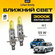 Желтый свет 3000К галогеновые лампочки H1 2шт для Lifan Smily . Комплект галогена в ближний свет для Лифан смайли Va24 Ru