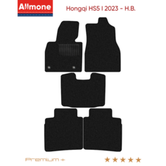 Коврики в салон текстильные Allmone "Премиум+" для Hongqi HS5 1 (Рестайлинг) 2023 - Н. В, черные, 5шт. / Хунцы
