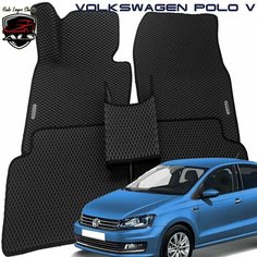 Автомобильные коврики для VOLKSWAGEN POLO 5 (V) EVA PRIME коврики Фольксваген Поло 5 черные с черным кантом Auto Loyce Studio