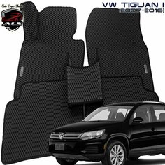Автомобильные коврики VOLKSWAGEN TIGUAN 1 (I) без бортов EVA PRIME коврики Тигуан 1 черные с черным кантом Auto Loyce Studio