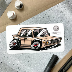 Виниловая наклейка машинка Жигули 2105 бежевая, Drift, 15х7 / Resource Stickers