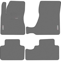 Автомобильные коврики EVA для Hyundai Tucson I (2004-2010), с каучуковым подпятником и 2 эмблемами Hyundai, серые с серым кантом, ячейка - ромб Carstar