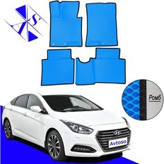 Автомобильные коврики EVA/ЕВА/ЭВА для Hyundai I40 / Хендай Ай40 / Хендай И40 2011-2019 василек черный Avtoso