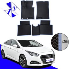 Автомобильные коврики EVA/ЕВА/ЭВА для Hyundai I40 / Хендай Ай40 / Хендай И40 2011-2019 черный василек Avtoso