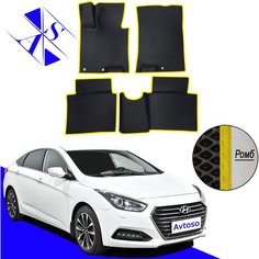 Автомобильные коврики EVA/ЕВА/ЭВА для Hyundai I40 / Хендай Ай40 / Хендай И40 2011-2019 черный желтый Avtoso