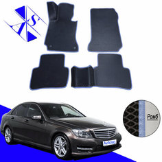 Автомобильные коврики ЕВА/ЭВА/EVA для Mercedes-Benz C-Class W204 / Мерседес-бенц Ц-класс В204 2006- 2015 черный василек Avtoso