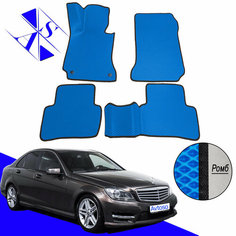 Автомобильные коврики ЕВА/ЭВА/EVA для Mercedes-Benz C-Class W204 / Мерседес-бенц Ц-класс В204 2006- 2015 василек черный Avtoso