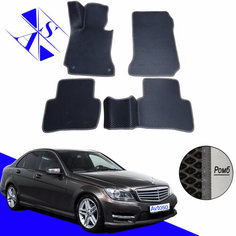Автомобильные коврики ЕВА/ЭВА/EVA для Mercedes-Benz C-Class W204 / Мерседес-бенц Ц-класс В204 2006- 2015 черный темно серый Avtoso