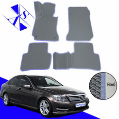 Автомобильные коврики ЕВА/ЭВА/EVA для Mercedes-Benz C-Class W204 / Мерседес-бенц Ц-класс В204 2006- 2015 серый василек Avtoso