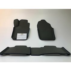 Коврики EVA для Toyota RAV4 4 поколение, XA40 (11.2012 - 12.2019) - Комплект в салон - 3D С бортиками - Серый - Темно синий кант Нет бренда